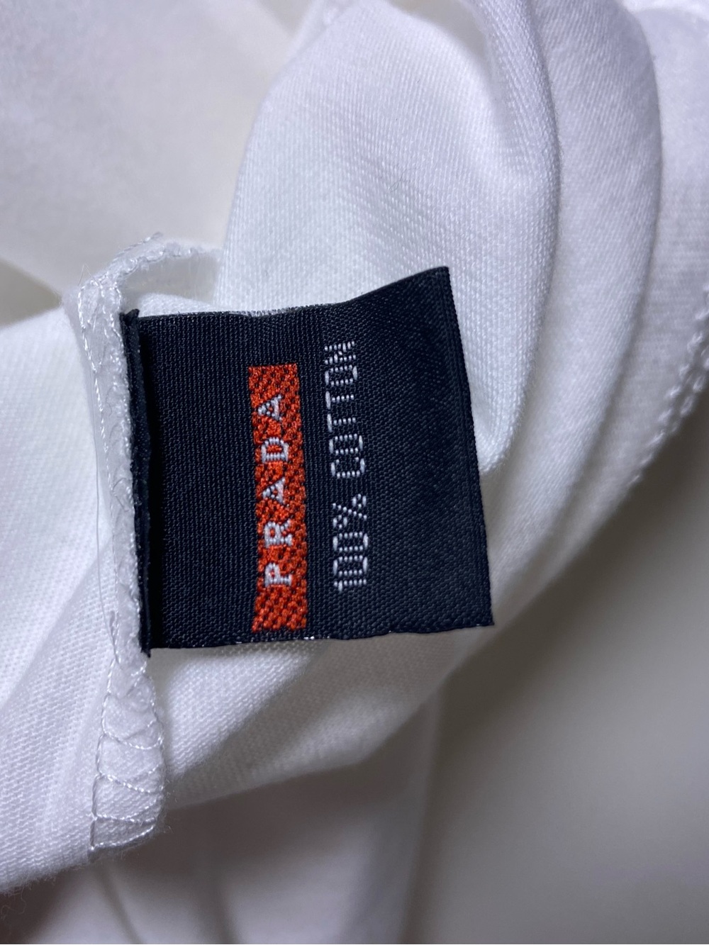 Prada Logo Short Sleeve White T-Shirt - Size Large - Picture 3 of 4